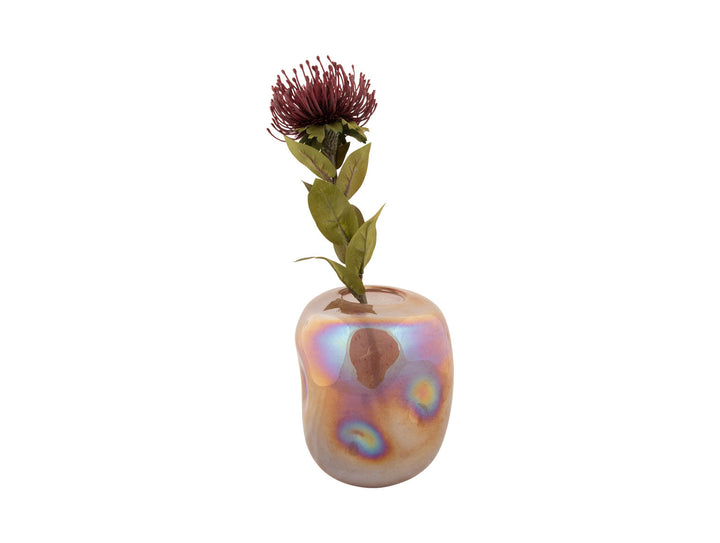 present time Vase Gracia Luster milky red ochre, caramel brown lid