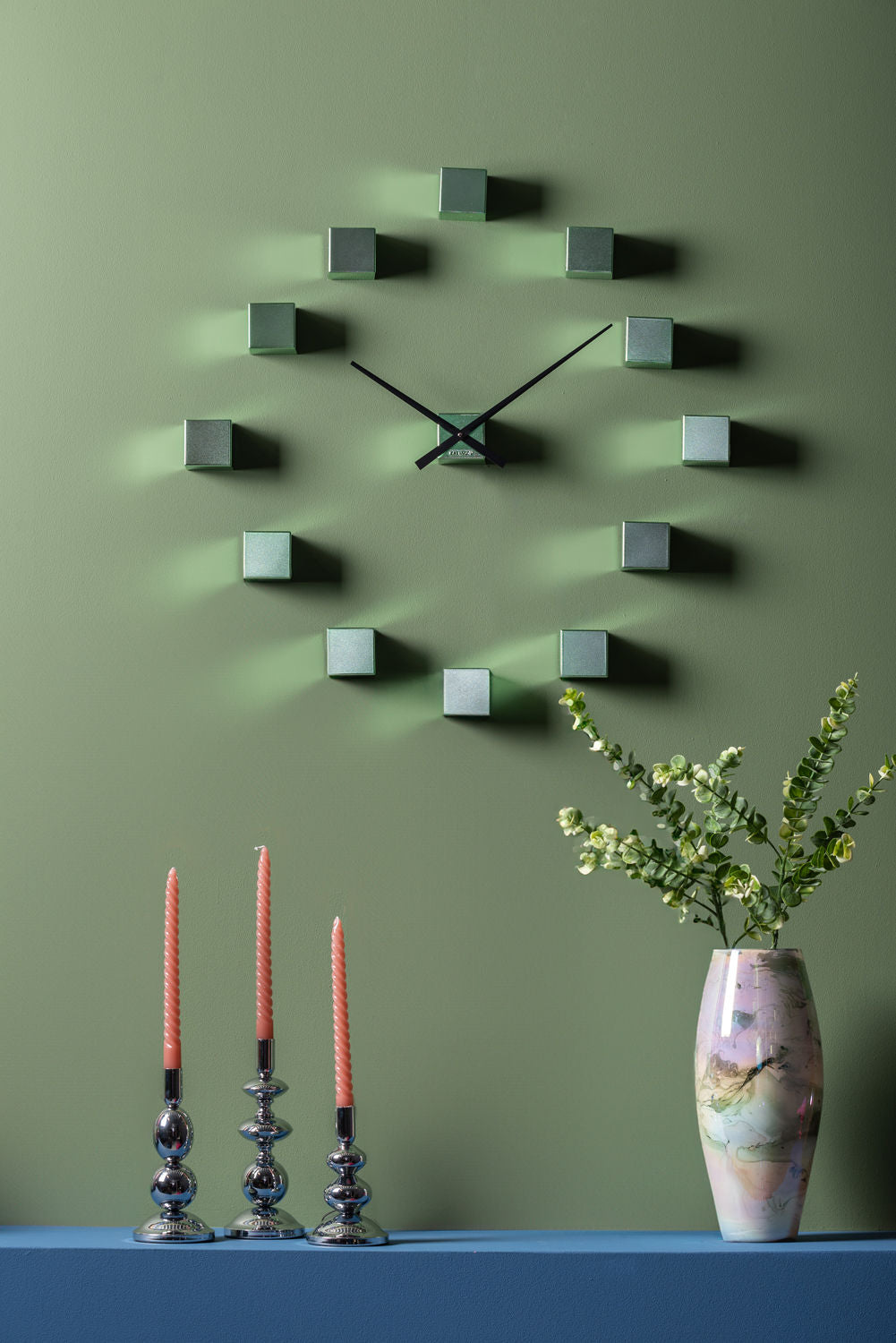 Karlsson Wall clock DIY Cubic metallic green