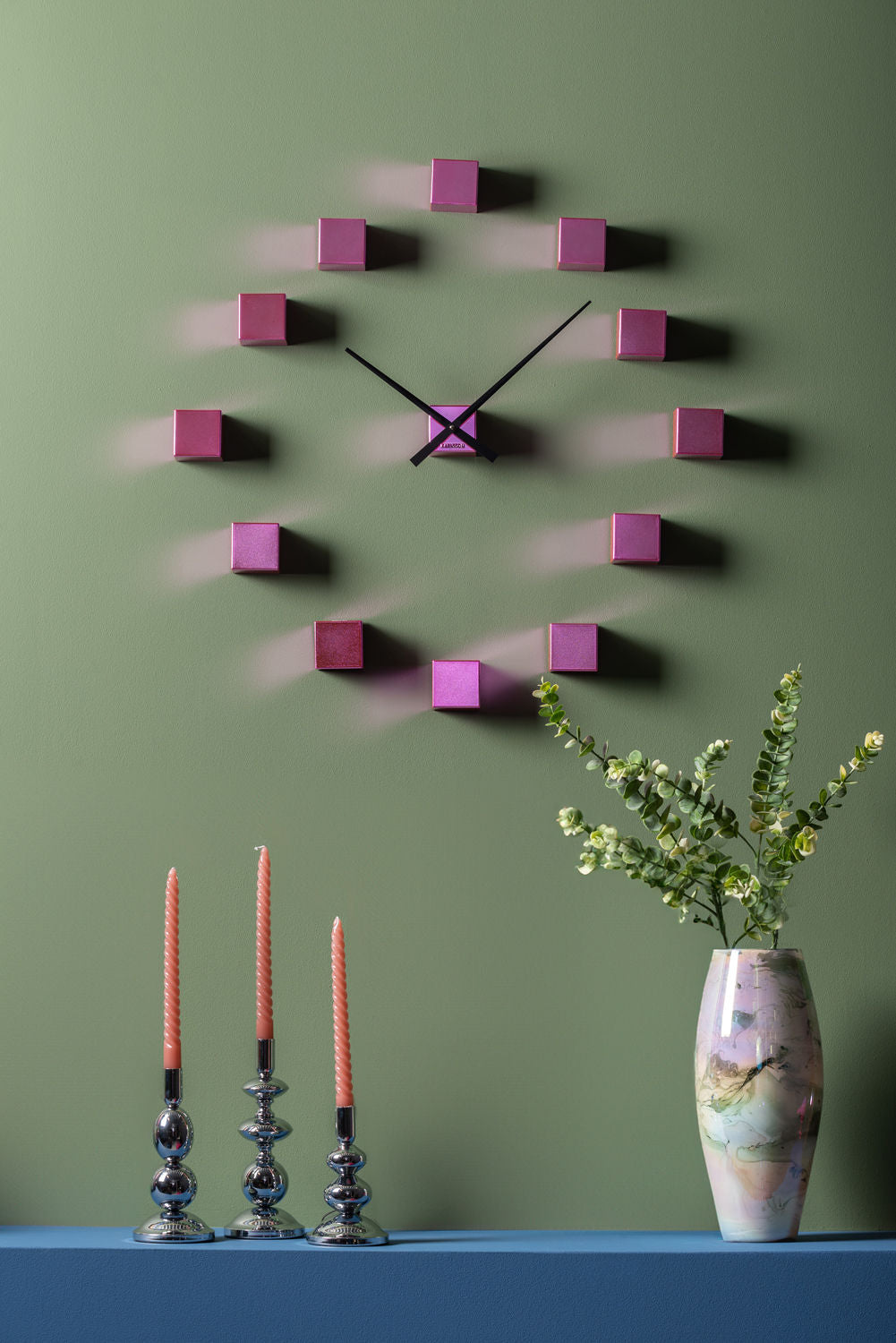 Karlsson Wall clock DIY Cubic metallic dark pink