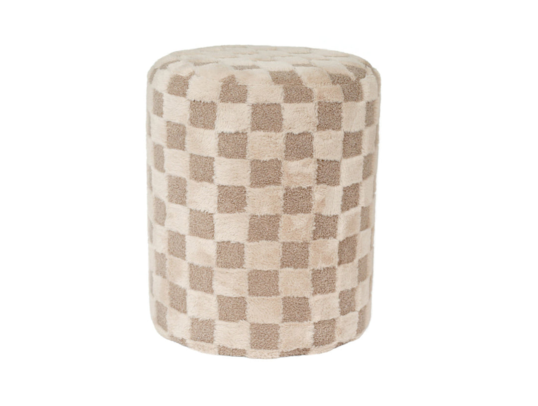 Leitmotiv Pouf Checker medium sand brown w. dark brown