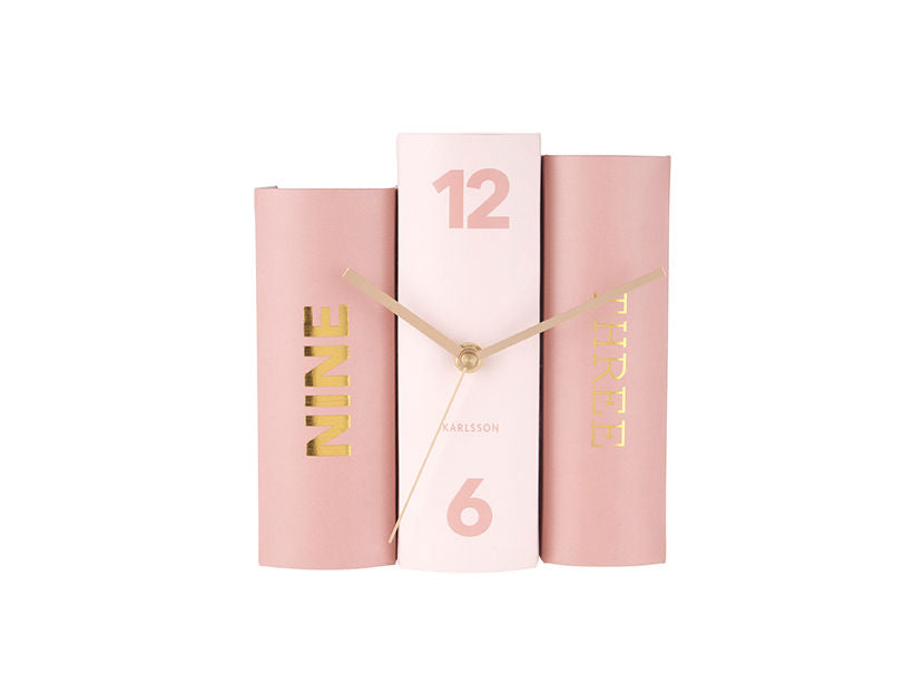 Karlsson Table clock Book pink tones paper