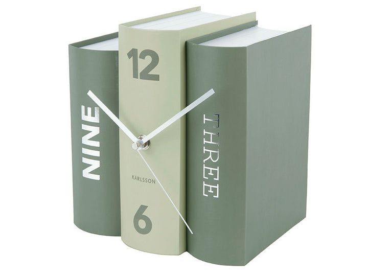 Karlsson Table clock Book green tones paper