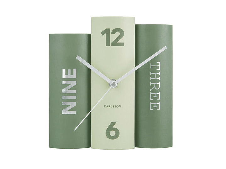 Karlsson Table clock Book green tones paper