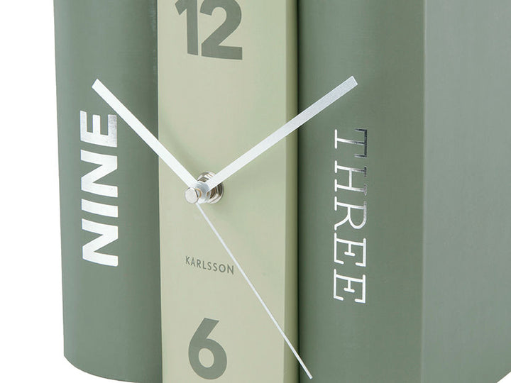 Karlsson Table clock Book green tones paper