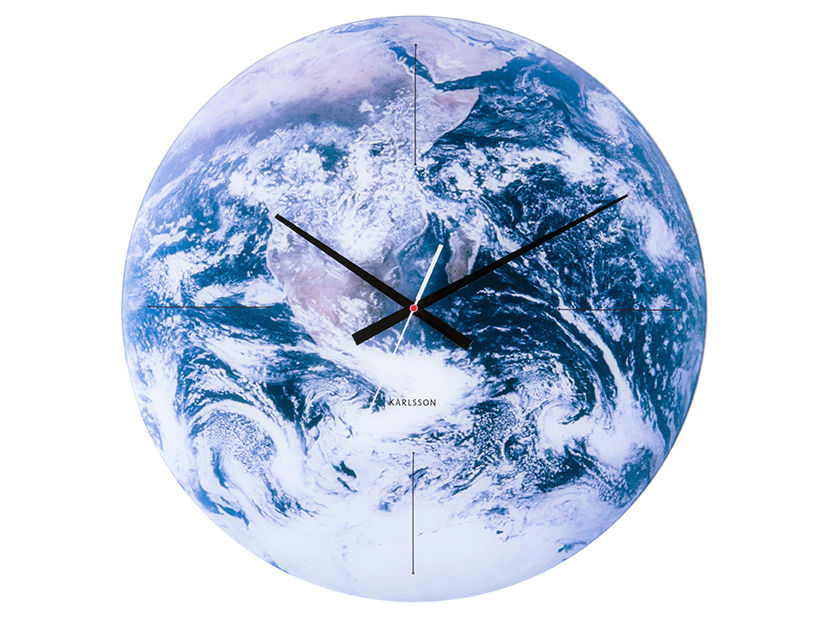 Karlsson Wall clock Earth glass blue tones