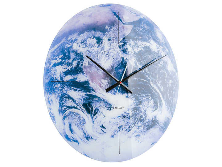 Karlsson Wall clock Earth glass blue tones