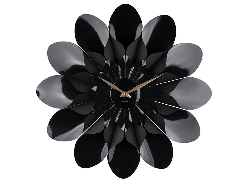 Karlsson Wall clock Flower plastic black