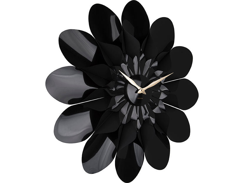 Karlsson Wall clock Flower plastic black