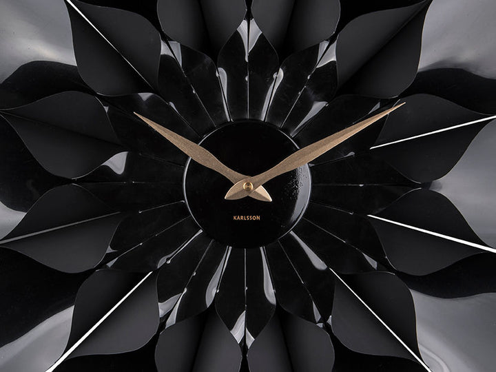 Karlsson Wall clock Flower plastic black