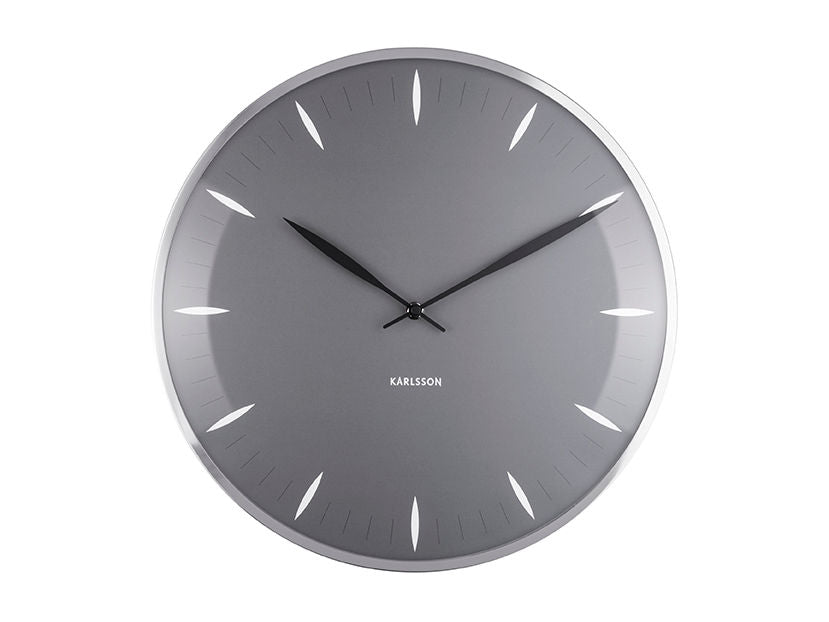 Karlsson Wall clock Leaf dark grey, Dome glass