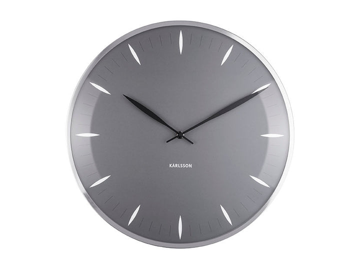 Karlsson Wall clock Leaf dark grey, Dome glass