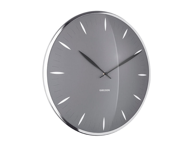 Karlsson Wall clock Leaf dark grey, Dome glass