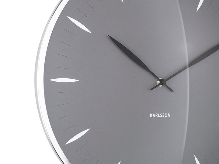 Karlsson Wall clock Leaf dark grey, Dome glass