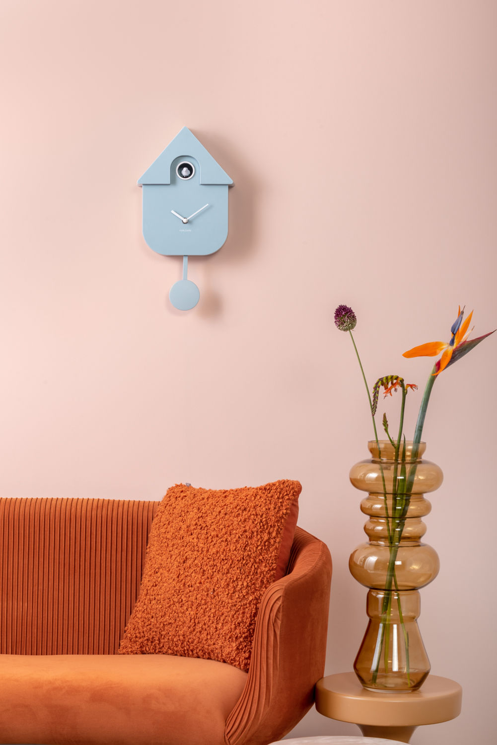 Karlsson Wall clock Modern Cuckoo ABS soft blue