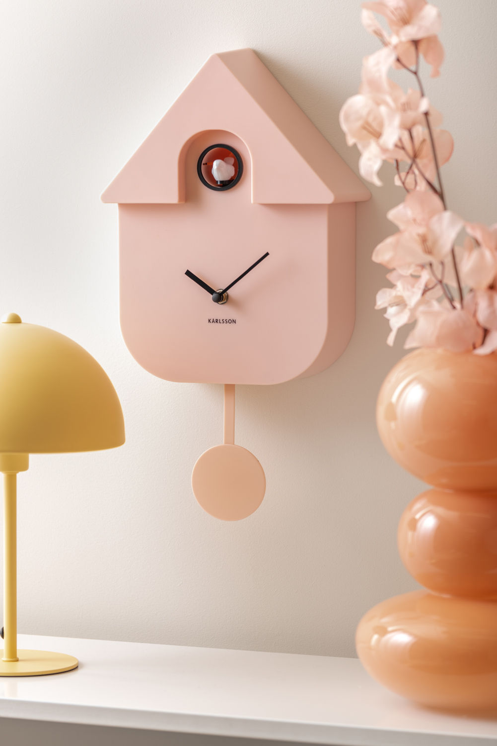 Karlsson Wall clock Modern Cuckoo ABS soft pink