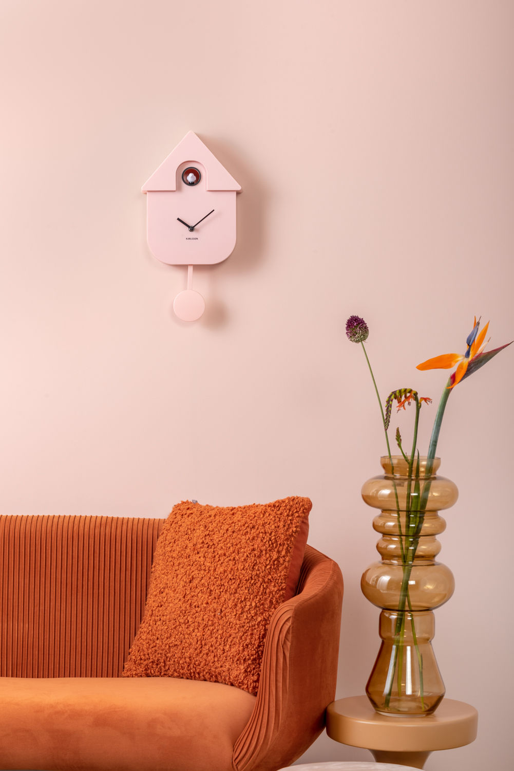 Karlsson Wall clock Modern Cuckoo ABS soft pink