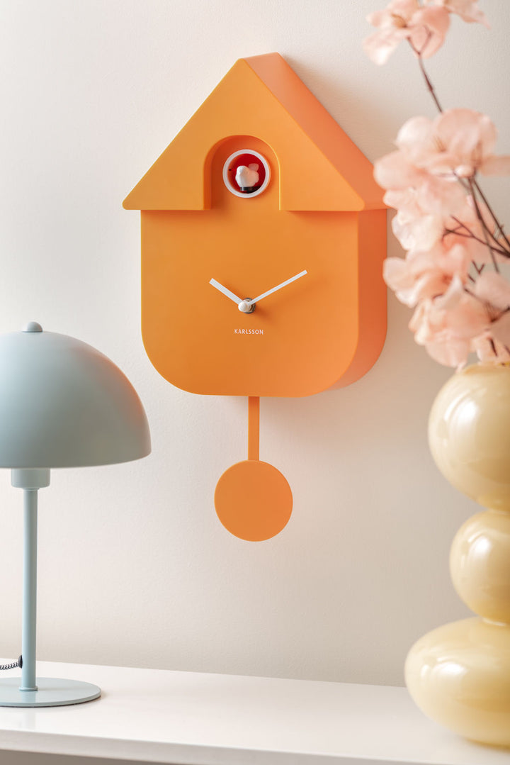 Karlsson Wall clock Modern Cuckoo ABS bright orange