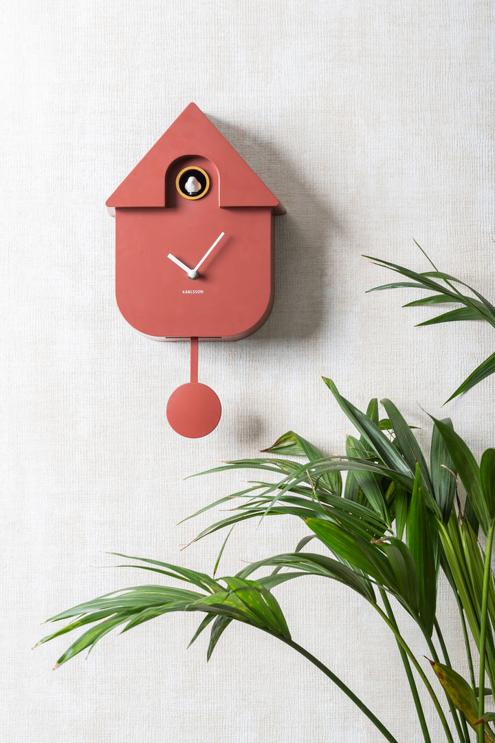 Karlsson Wall clock Modern Cuckoo ABS red ochre