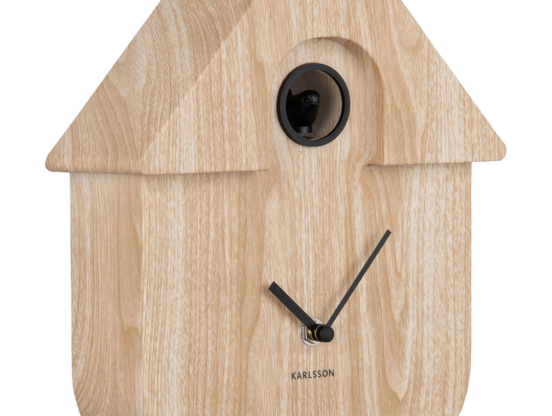 Karlsson Wall clock Modern Cuckoo light wood print