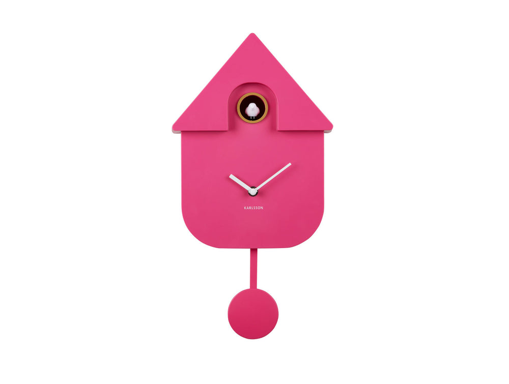 Karlsson Wall clock Modern Cuckoo ABS bright pink