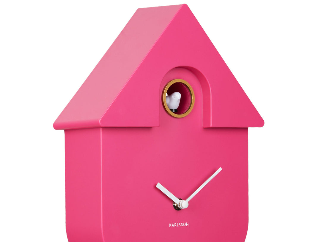 Karlsson Wall clock Modern Cuckoo ABS bright pink