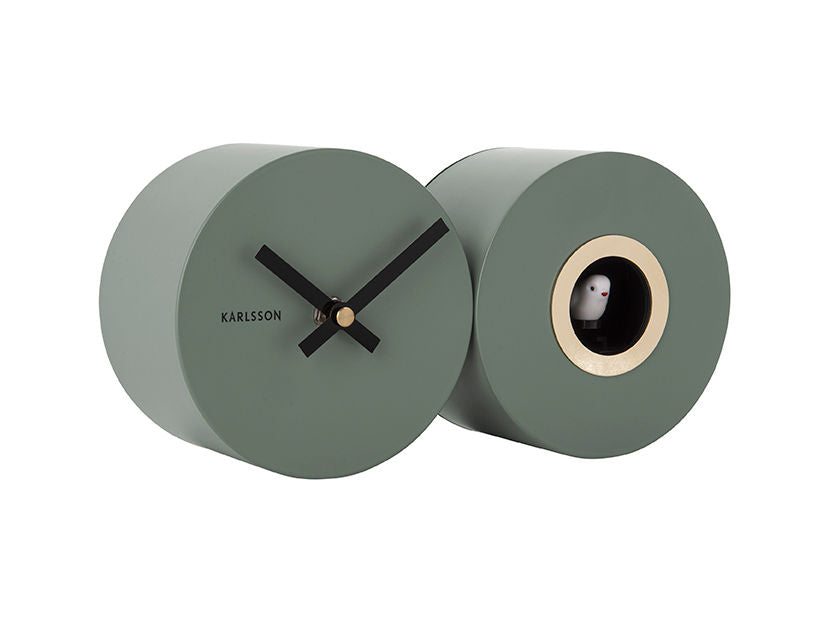 Karlsson Wall clock Duo Cuckoo matt jungle green