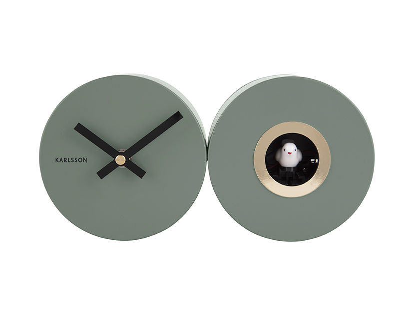 Karlsson Wall clock Duo Cuckoo matt jungle green