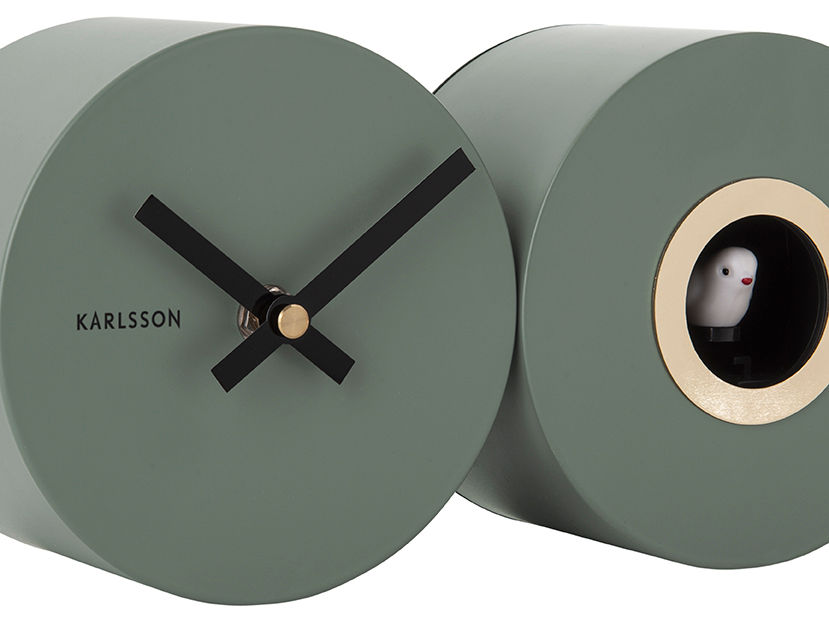 Karlsson Wall clock Duo Cuckoo matt jungle green