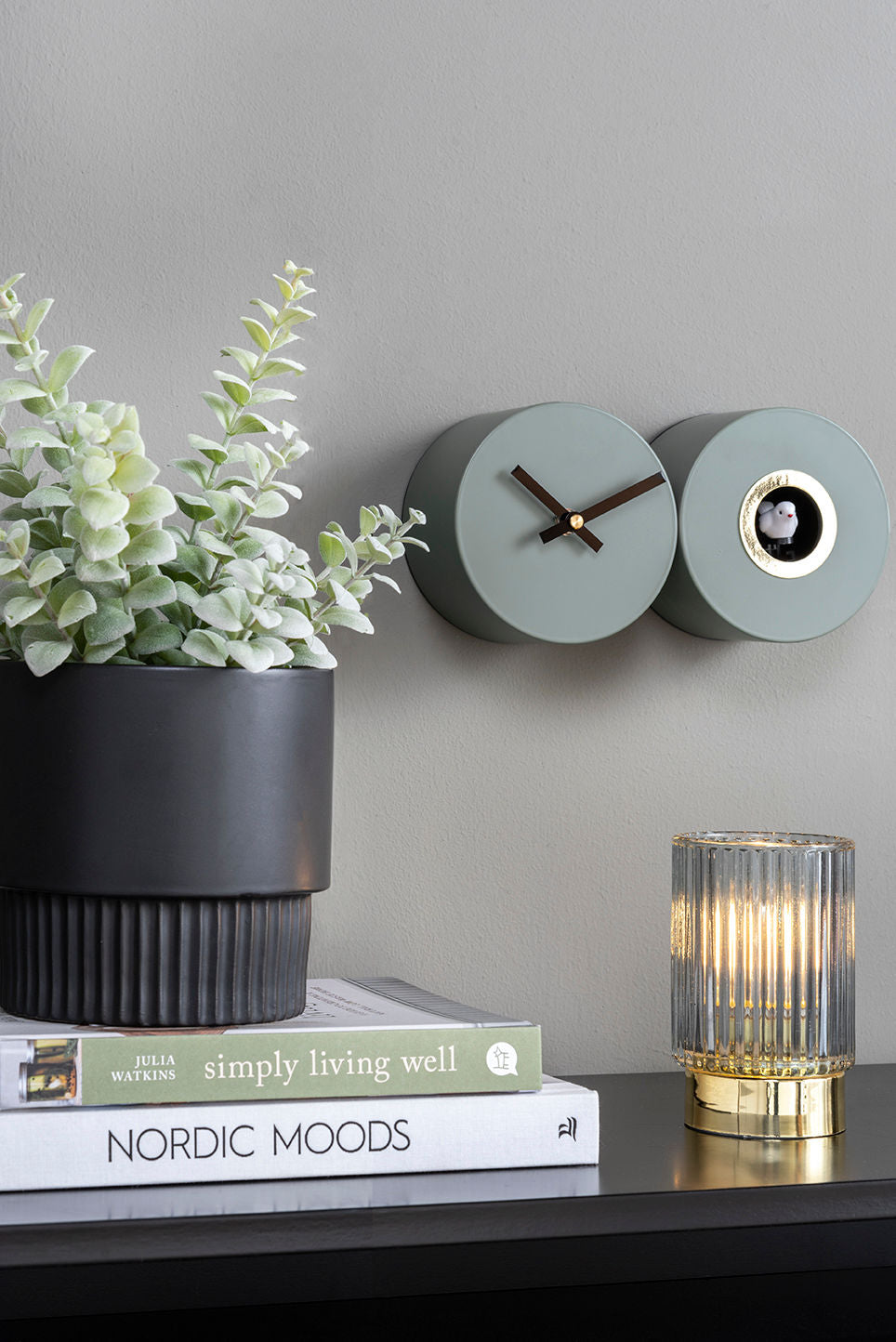 Karlsson Wall clock Duo Cuckoo matt jungle green