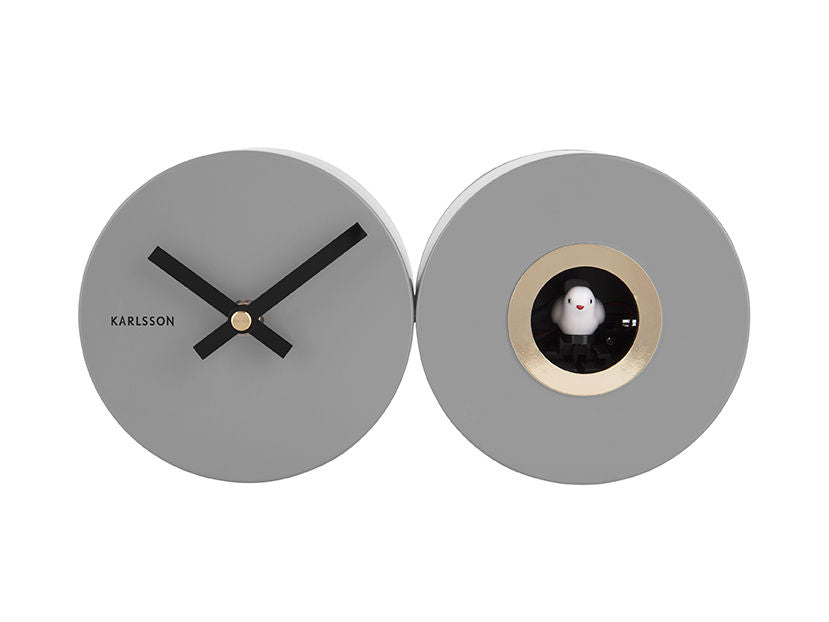 Karlsson Wall clock Duo Cuckoo matt mouse grey