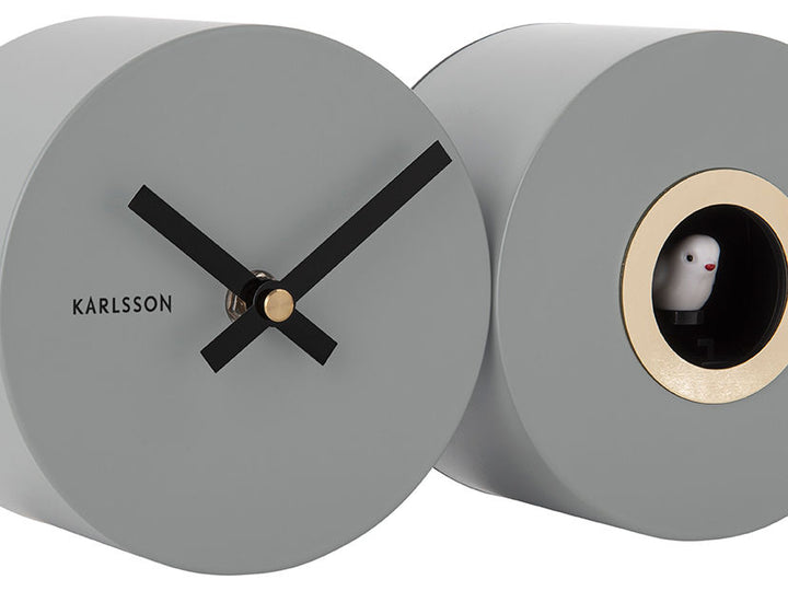 Karlsson Wall clock Duo Cuckoo matt mouse grey