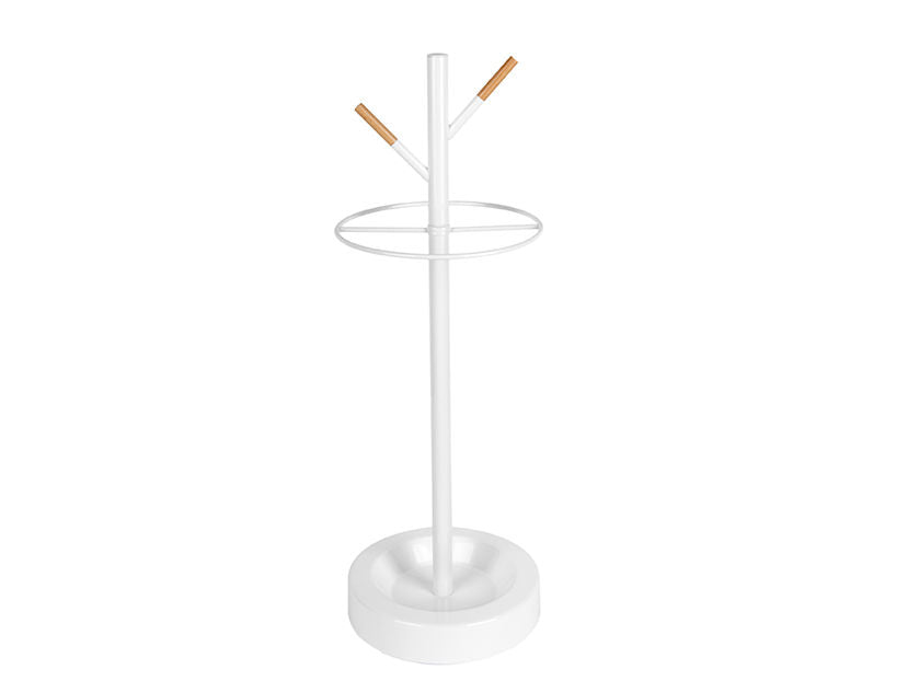 Leitmotiv Umbrella stand Fushion white w. rubber wood