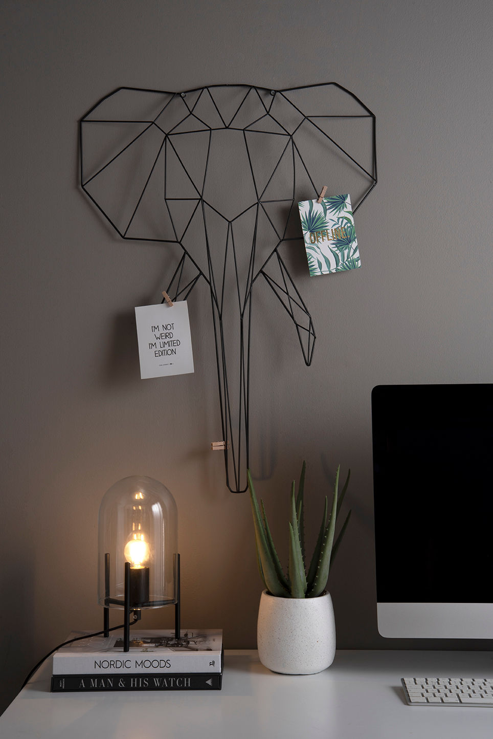 Leitmotiv Table lamp Glass Bell clear, black frame