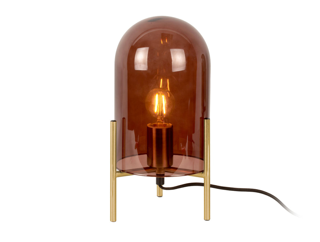 Leitmotiv Table lamp Glass Bell chocolate brown, gold frame