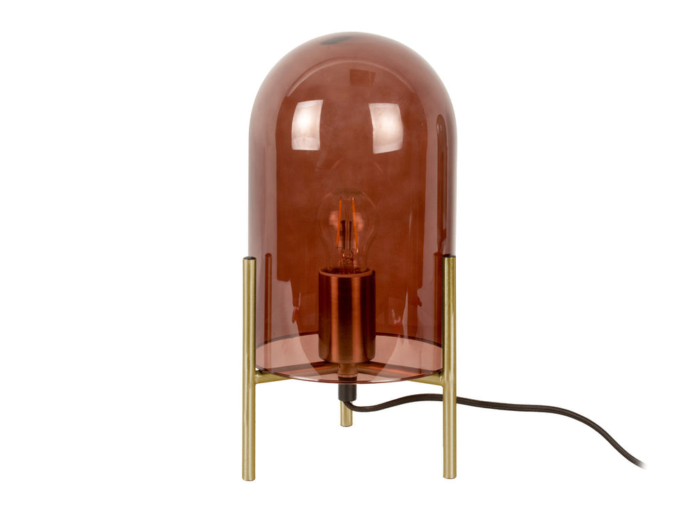 Leitmotiv Table lamp Glass Bell chocolate brown, gold frame