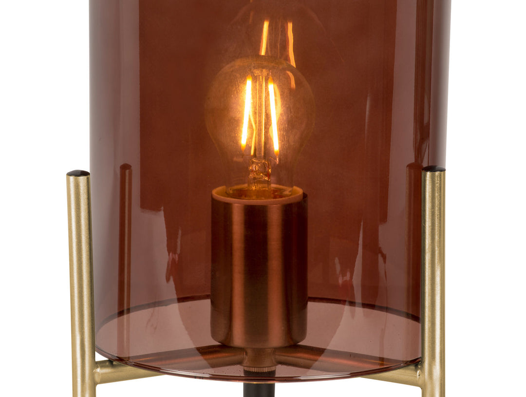 Leitmotiv Table lamp Glass Bell chocolate brown, gold frame