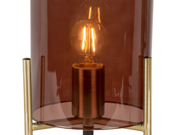 Leitmotiv Table lamp Glass Bell chocolate brown, gold frame