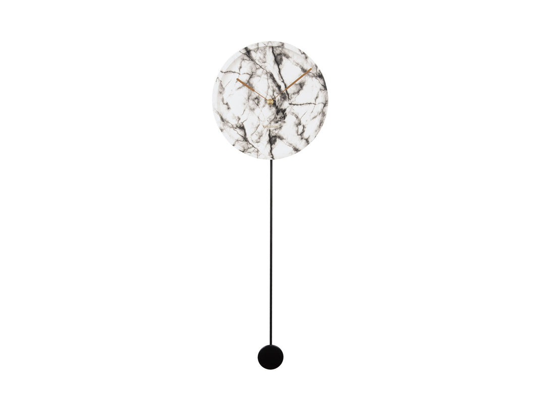 Karlsson Wall clock Pendule Longue marble print white