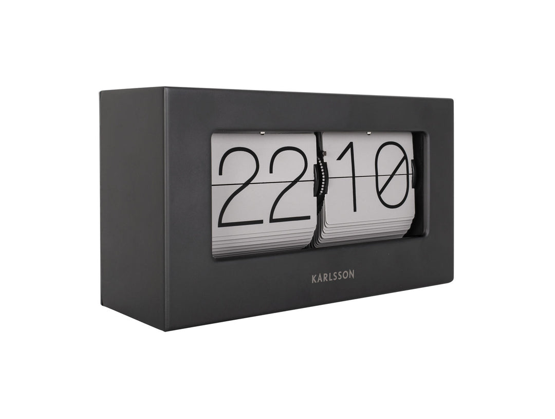 Karlsson Wall / Table clock Boxed Flip matt black, warm grey flips