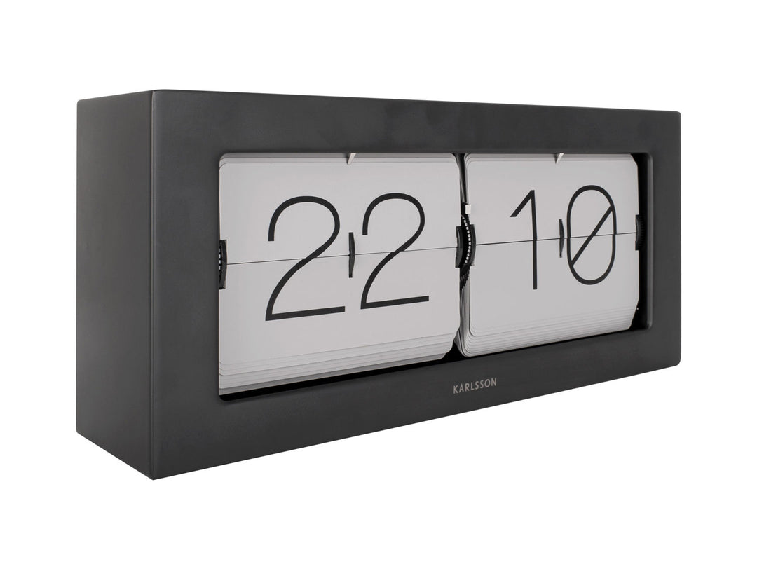 Karlsson Wall / Table clock Boxed Flip XL matt black w. grey flips