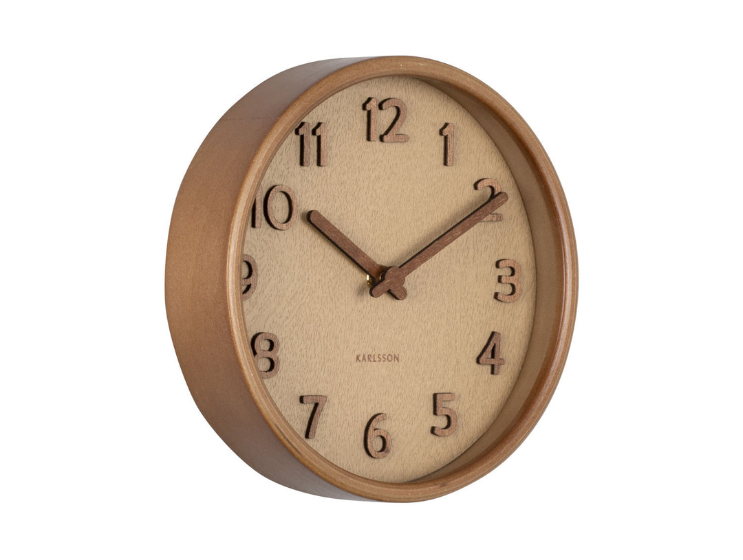 Karlsson Wall clock Pure wood grain small sand brown