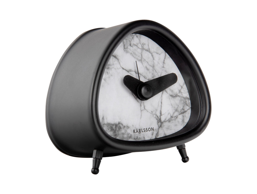 Karlsson Alarm clock Triangle marble look white