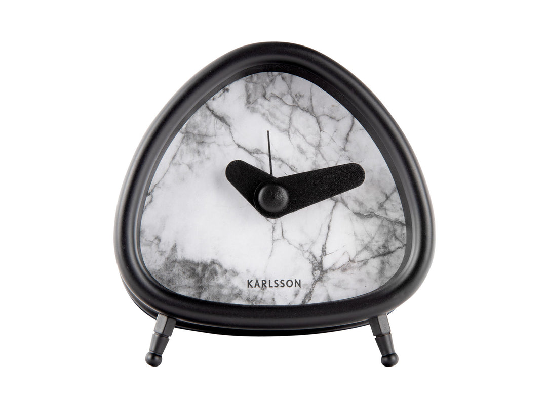 Karlsson Alarm clock Triangle marble look white