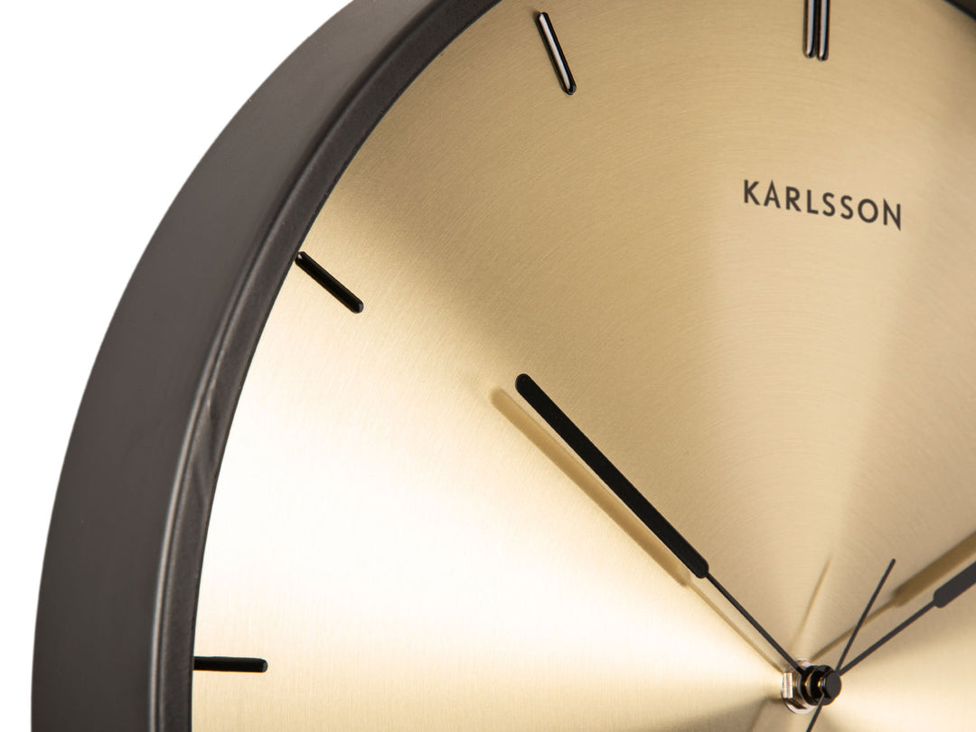 Karlsson Wall clock Finesse gold dial, black case