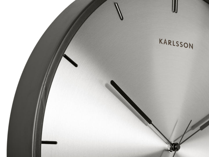 Karlsson Wall clock Finesse nickel dial, black case