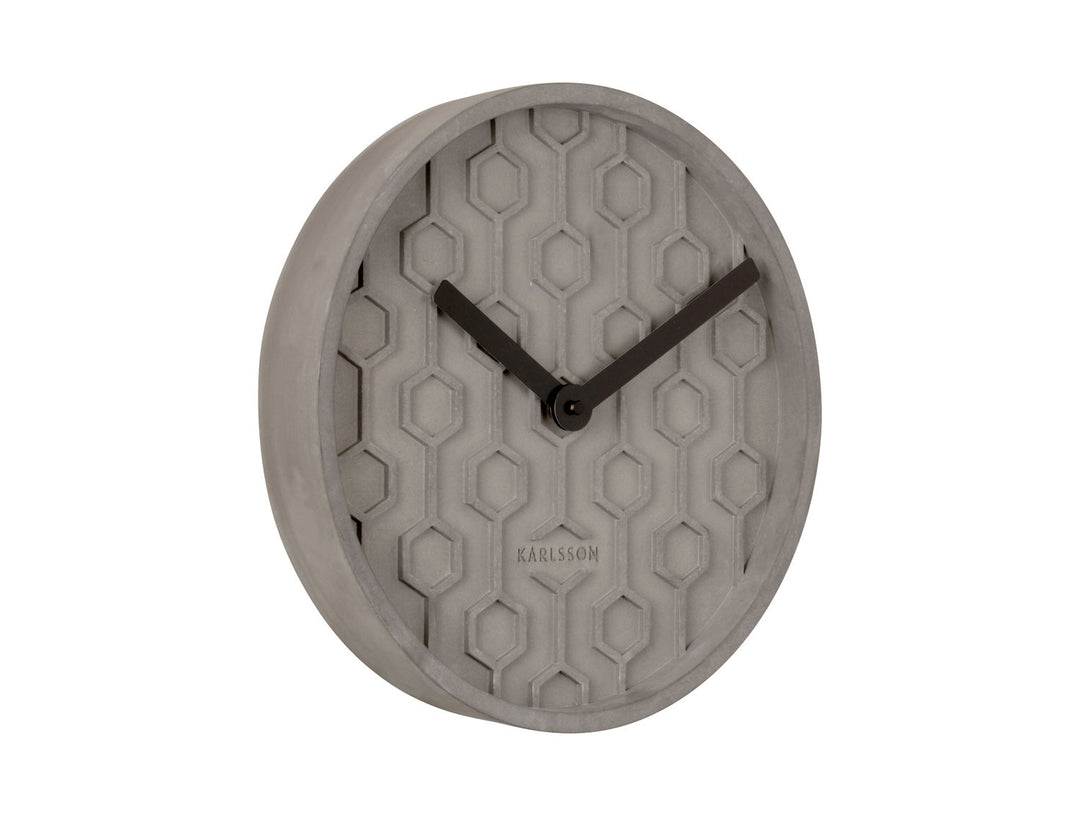 Karlsson Wall clock Honeycomb concrete dark grey