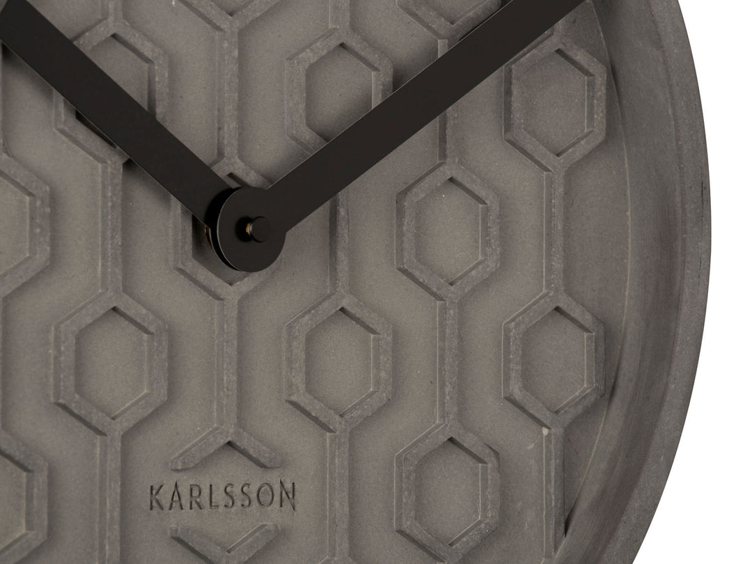 Karlsson Wall clock Honeycomb concrete dark grey