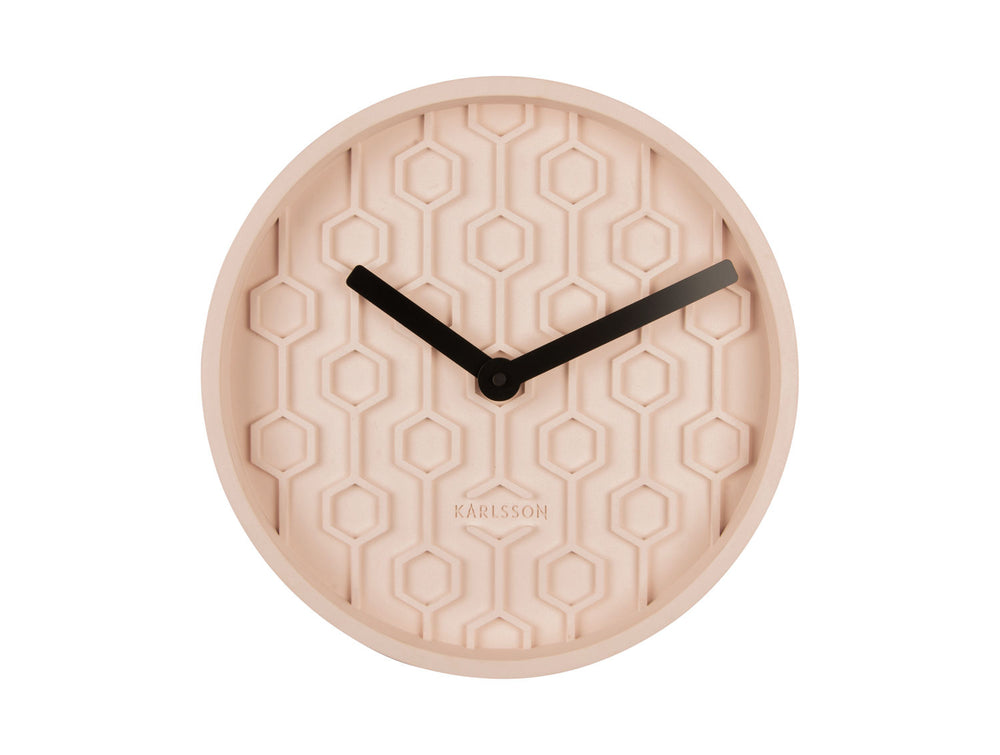 Karlsson Wall clock Honeycomb concrete pink