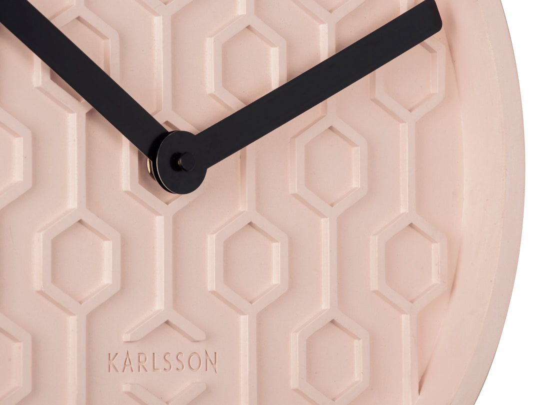 Karlsson Wall clock Honeycomb concrete pink