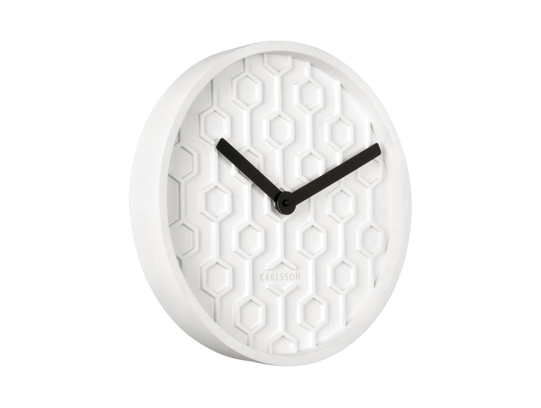 Karlsson Wall clock Honeycomb concrete white